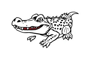 Traditional style angry alligator tattoo idea