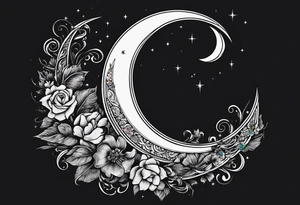 Small crescent moon with a rainbow tattoo idea