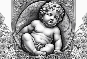 putto, no background tattoo idea