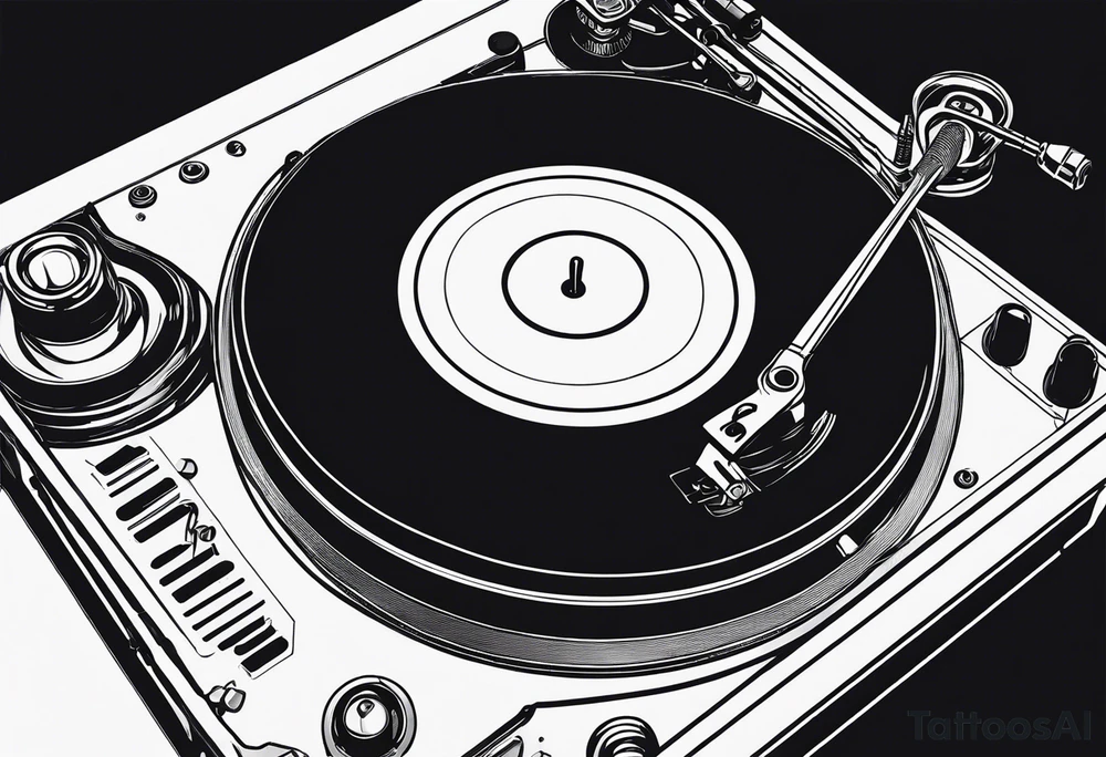 A recordplayer fineline minimalistic tattoo idea