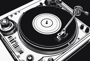 A recordplayer fineline minimalistic tattoo idea