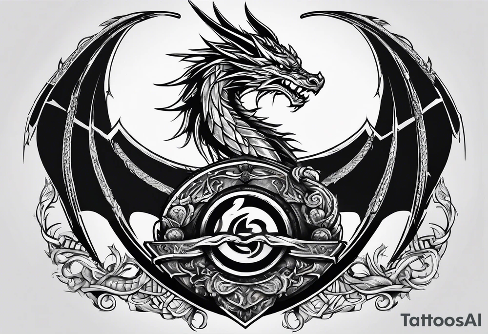 Valhalla sword shield dragon axe viking 
ship tattoo idea