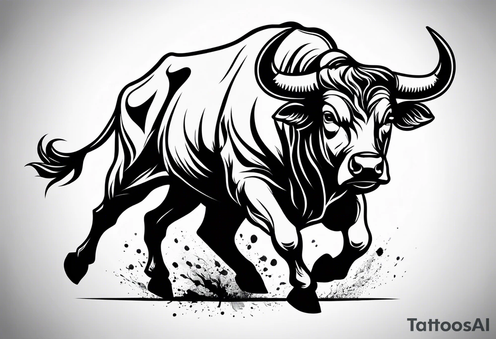 Aggressive bull running tattoo idea