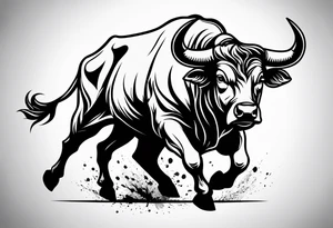 Aggressive bull running tattoo idea