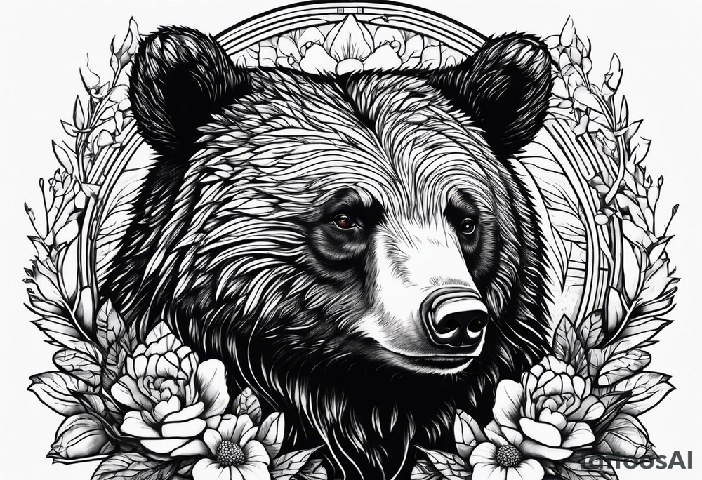 black bear hugs  hedgehog tattoo idea