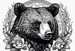 black bear hugs  hedgehog tattoo idea