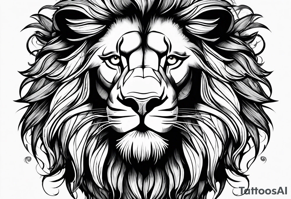 lion with scratch in its eye and roar tattoo idea