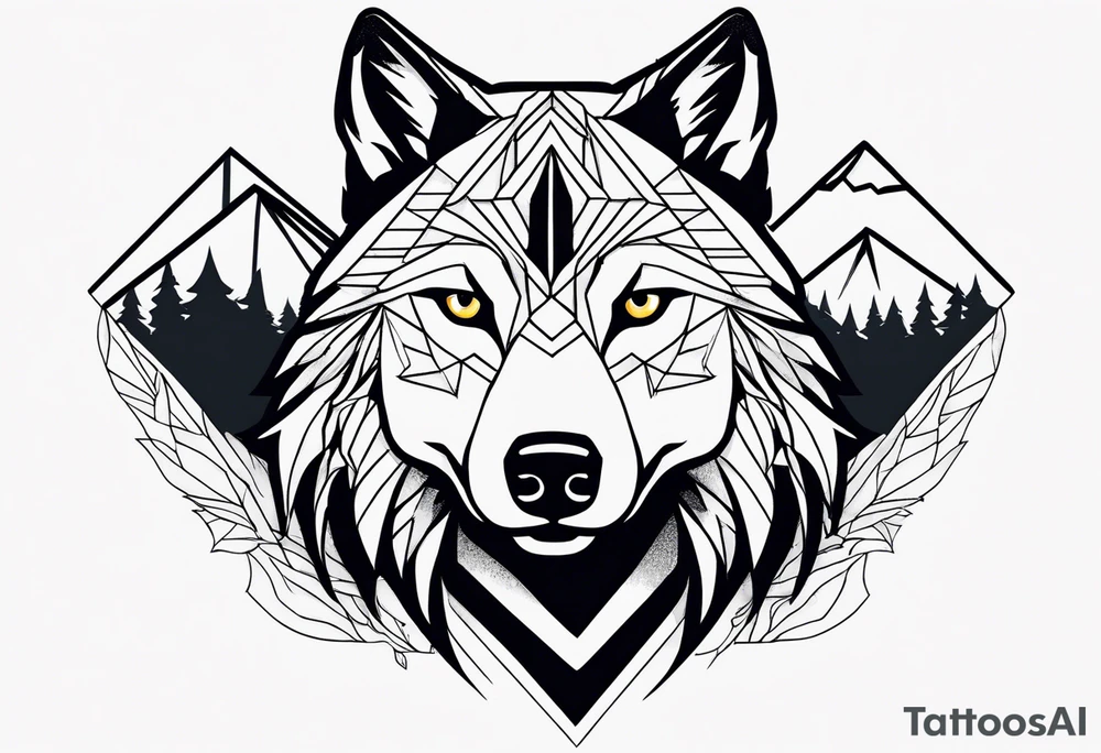 Mountains, wolf in it tattoo idea