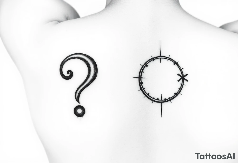 On one hand, the forearm should be a stylish question mark/? and on the other one should be the infinite symbol ♾️ (but not too big) tattoo idea