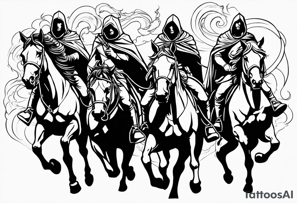 Four horseman of the apocalypse going up and down tattoo idea