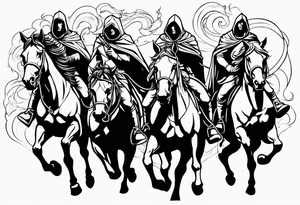 Four horseman of the apocalypse going up and down tattoo idea