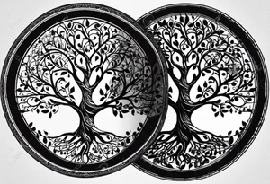 A Tree of Life in a circular design. The Dates 12.02.1985 and 21.02.1987 should be part of the tattoo, too. tattoo idea