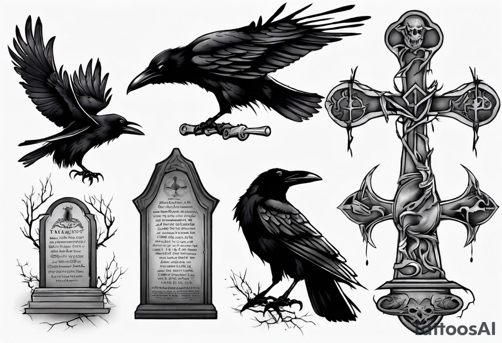 Raven on the grave tattoo idea