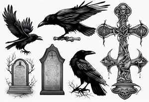 Raven on the grave tattoo idea