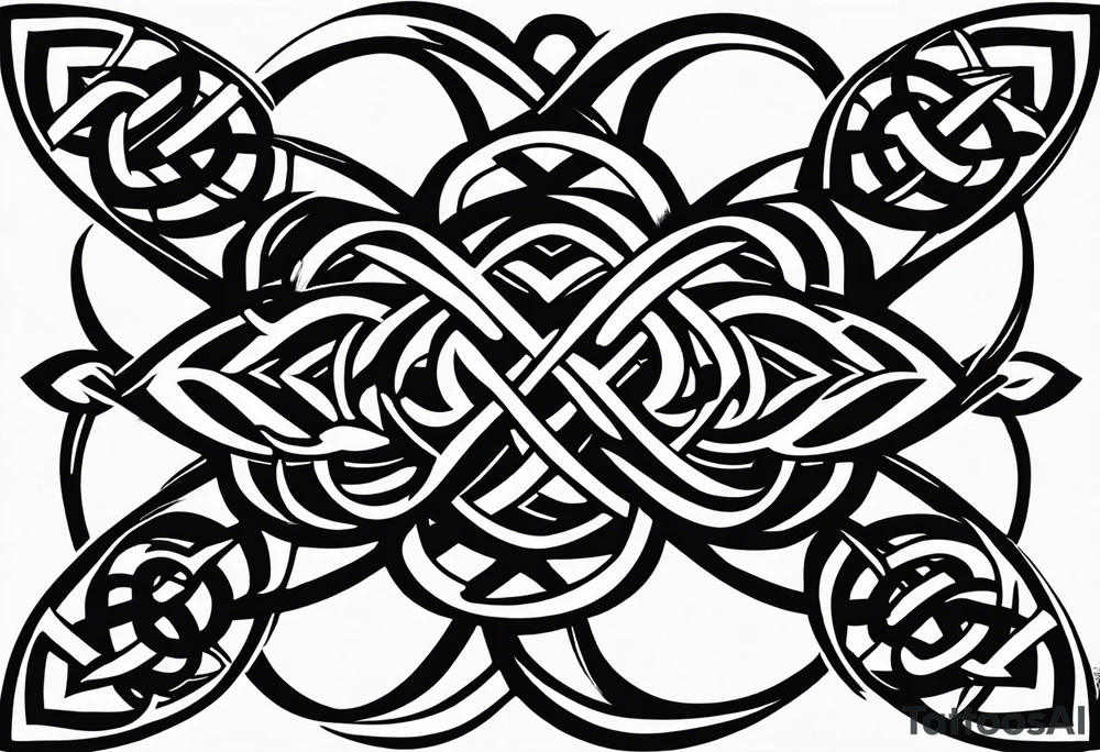 four leaf clover shaped tattoo with different celtic knots in each leaf - trinity, love knot, spiral, dara tattoo idea