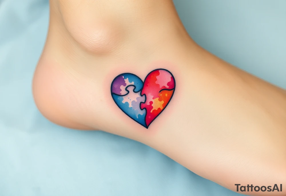 autism heart puzzle shape symbol tattoo idea