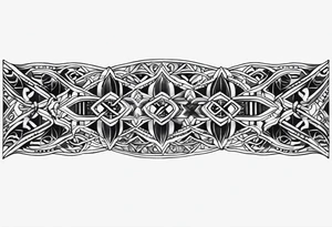 armband tattoo, masculine, narrow, horizontal with atoms chain pattern tattoo idea
