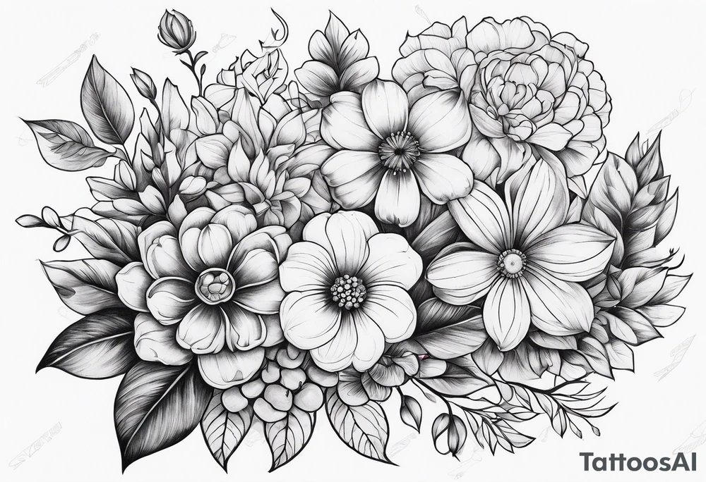 ornaments of flowers tattoo idea