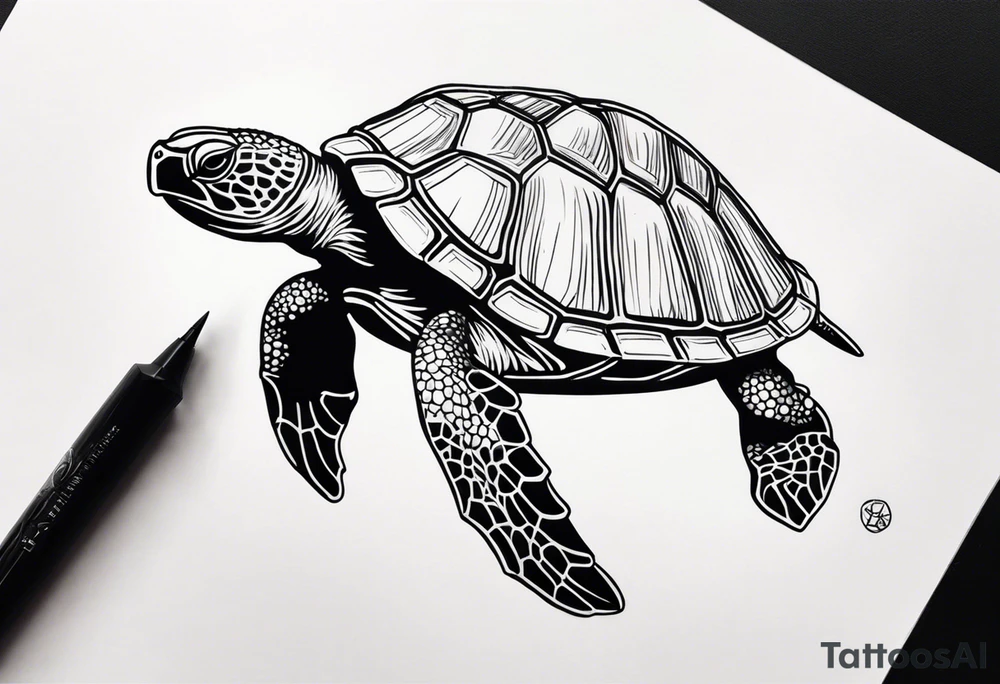 shoulder piece with a small turtle tattoo idea