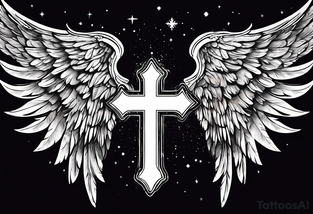 Constellation, Angel wing , snow , cross tattoo idea