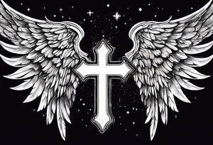 Constellation, Angel wing , snow , cross tattoo idea