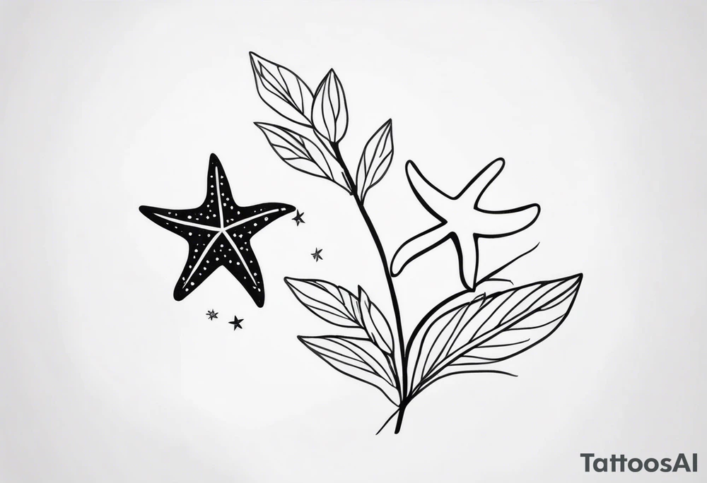 Two different star fish on top of olive branch tattoo idea