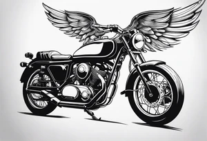Motorcycle, wings, forest tattoo idea