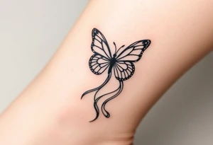ethereal butterfly with flowing silk ribbons in moonlight tattoo idea