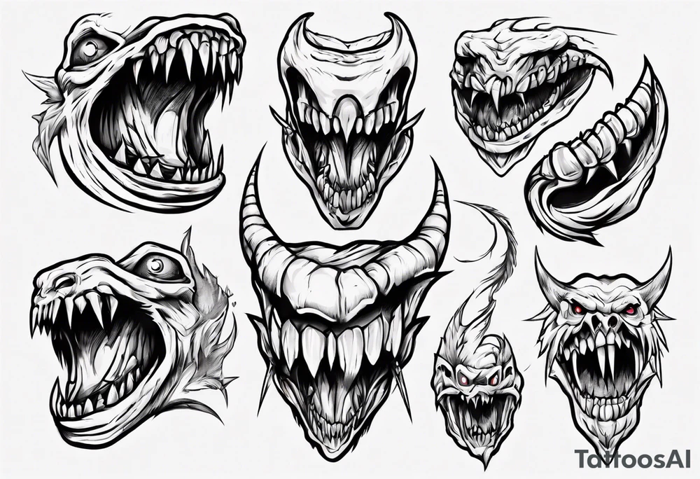 monster teeth tattoo idea