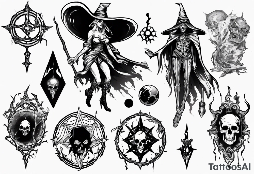witch necromancer like a path of exile games tattoo idea