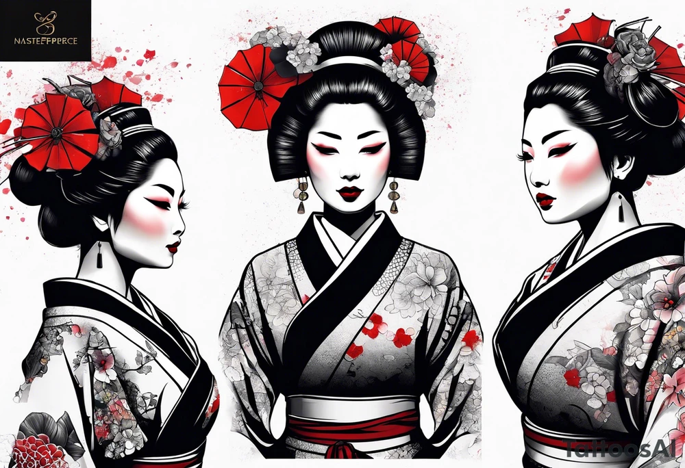 trash polka geisha tattoo idea