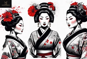 trash polka geisha tattoo idea