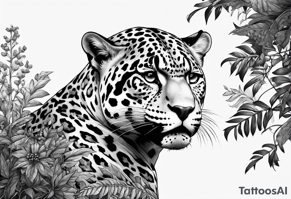 jaguar running, top side view tattoo idea