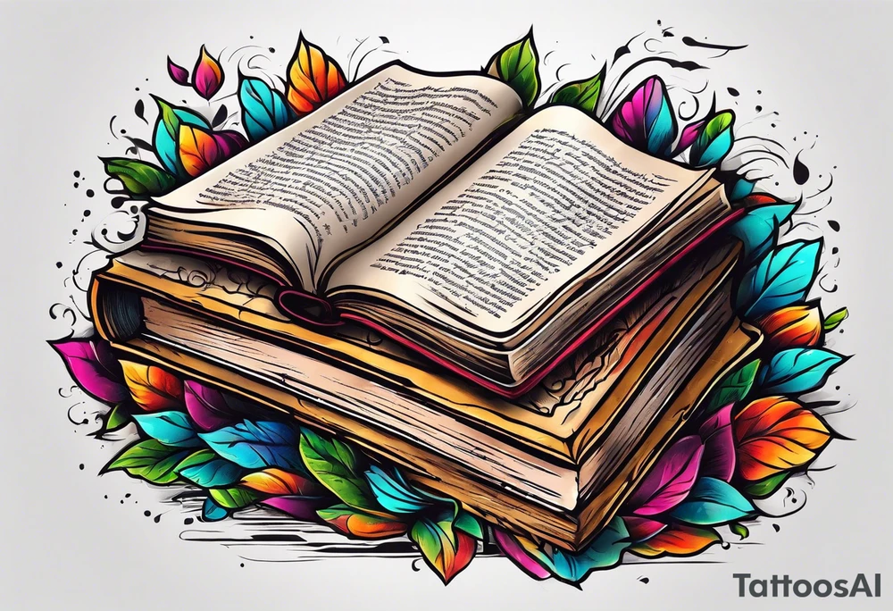 pile of books tattoo idea