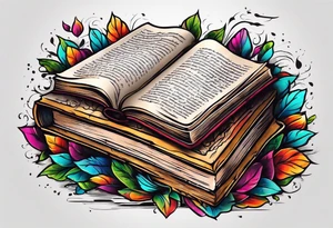 pile of books tattoo idea
