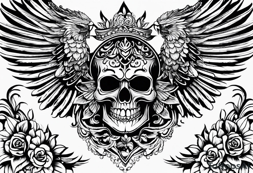 Phoenix mexican skullstyle tattoo idea