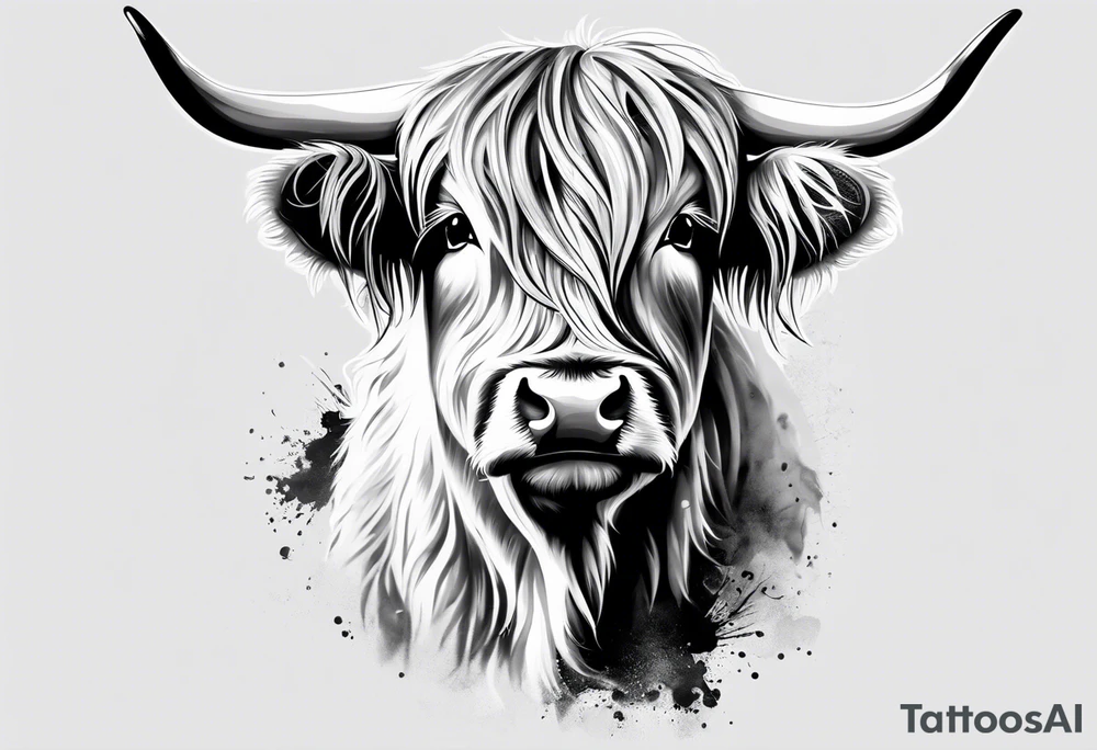 a cute highland cow on 2 feet tattoo idea