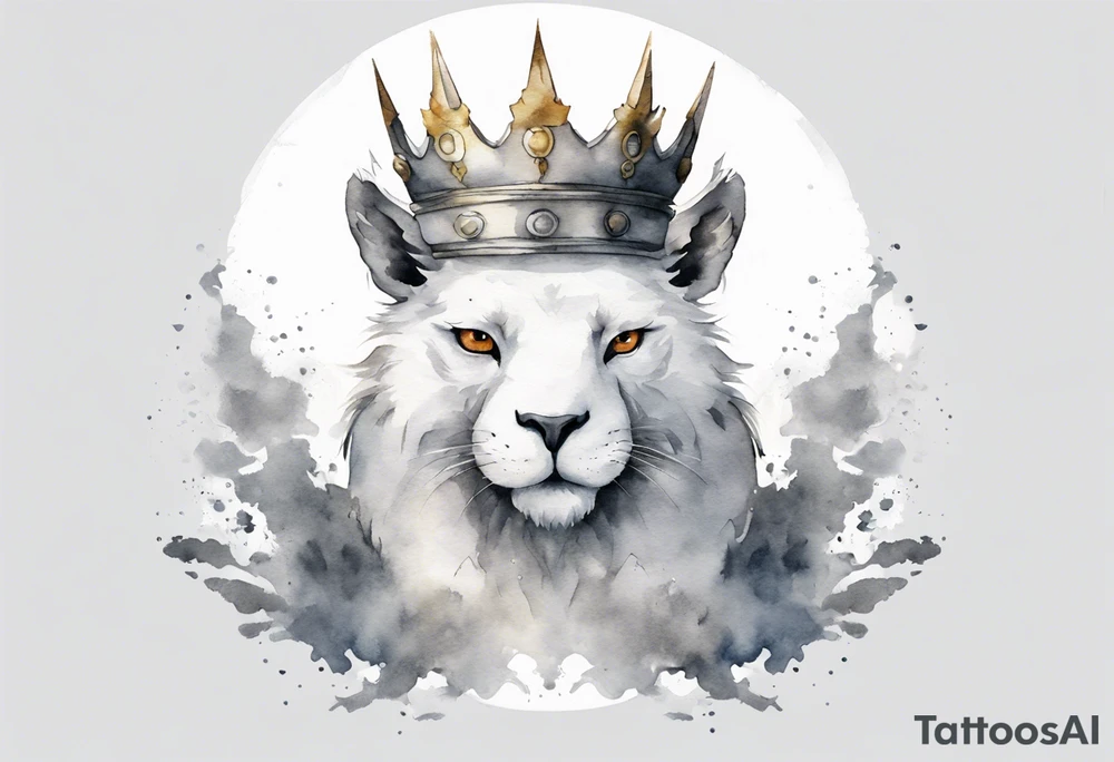 a solitary white roc wearing a grey crown tattoo idea