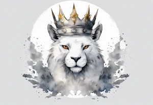 a solitary white roc wearing a grey crown tattoo idea
