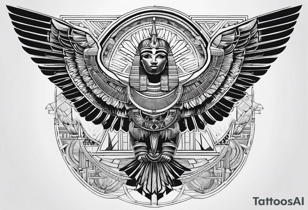 egyptian, symmetrical, chest tattoo tattoo idea