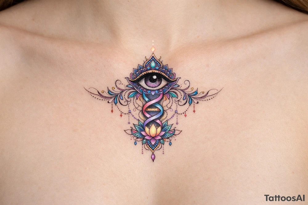 dna or conciousness under breast tattoo third eye tattoo idea