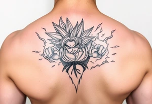 legendary dragonball z scene with energy aura and power effects tattoo idea