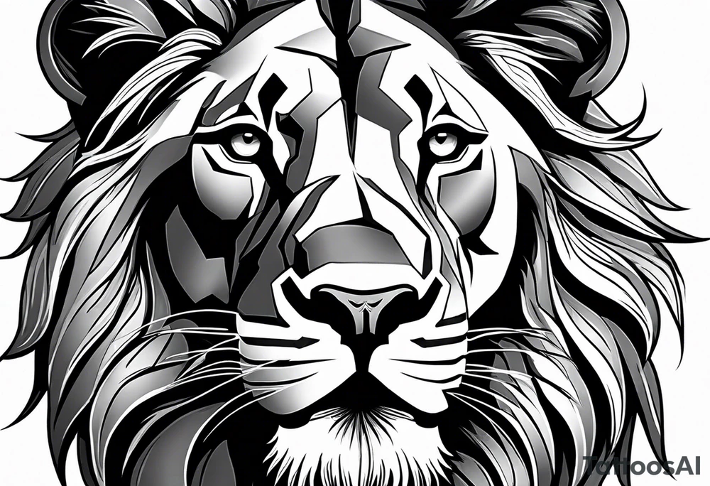 powerful majestic lion, close-up tattoo idea