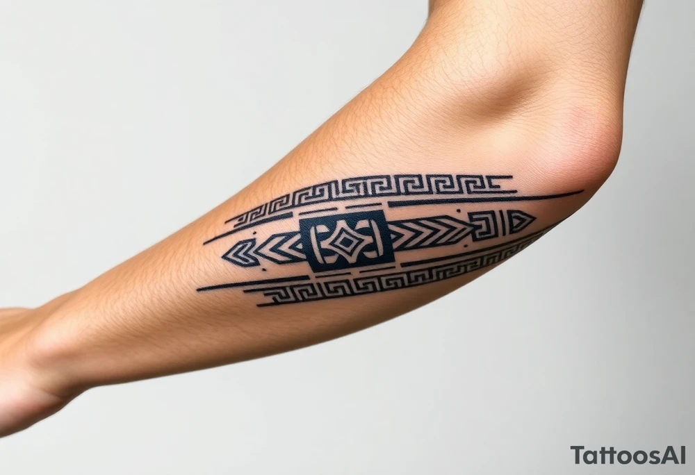 Ancient Greek pattern arm band wrap around tattoo idea