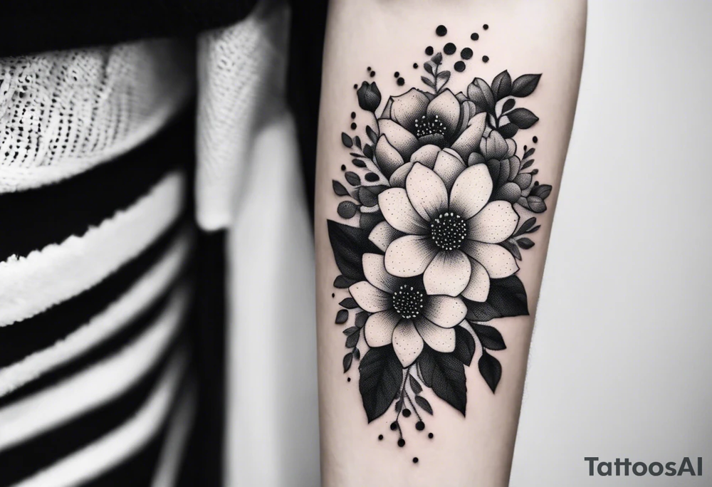 Small bouquet of flowers tattoo idea