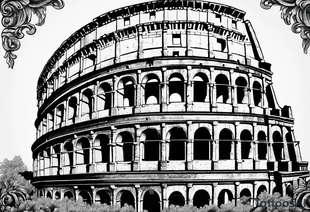 Weathered Roman colosseum tattoo idea