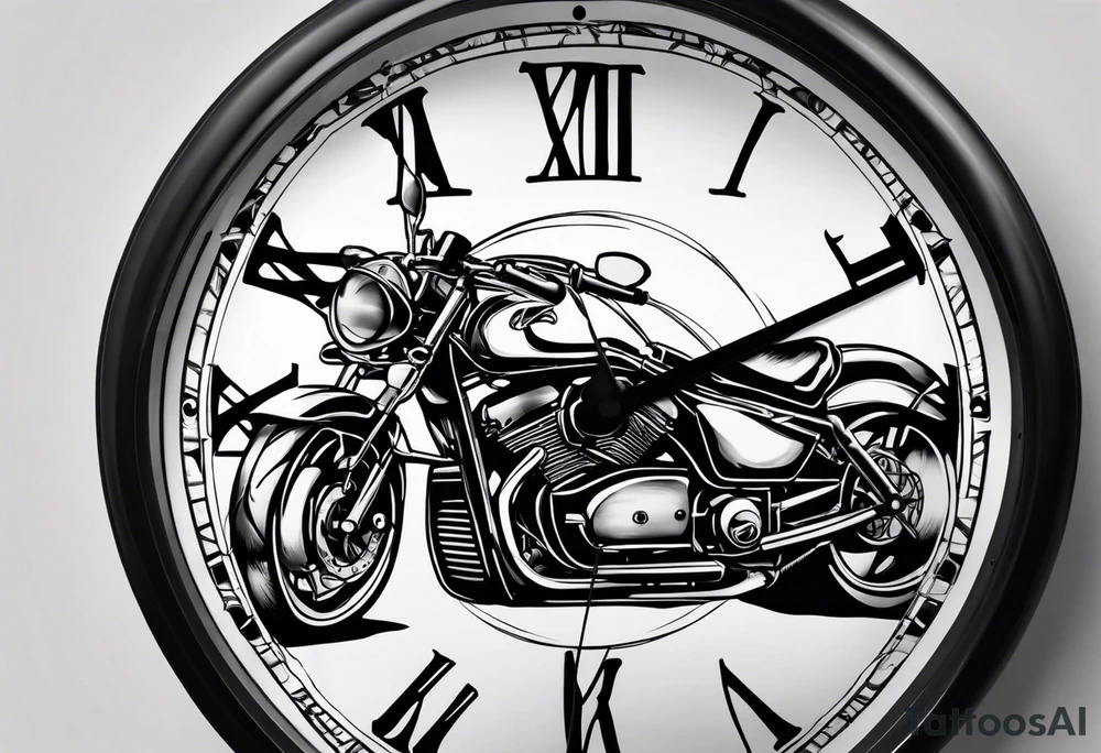 clock with motocycle tattoo idea