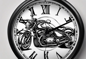 clock with motocycle tattoo idea