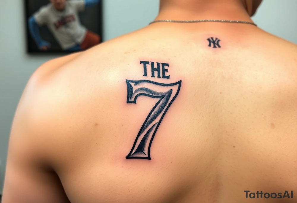 the number seven and a yankee jersey for forearm tattoo idea