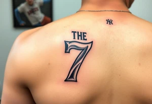 the number seven and a yankee jersey for forearm tattoo idea